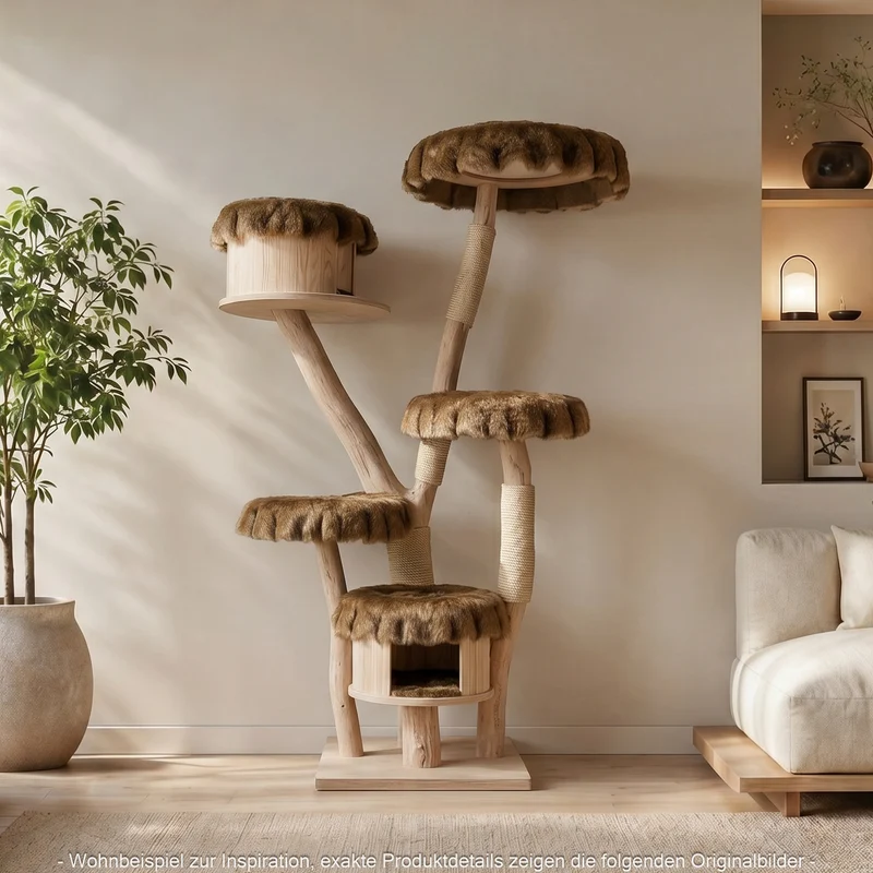 RESERVIERT + ÄNDERUNG - Naturkratzbaum 4644 Kratzbaum Natur Holz Design 181 cm hoch Katzenbaum