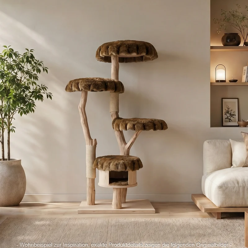 Naturkratzbaum 4642 Kratzbaum Natur Holz Design 175 cm hoch Katzenbaum