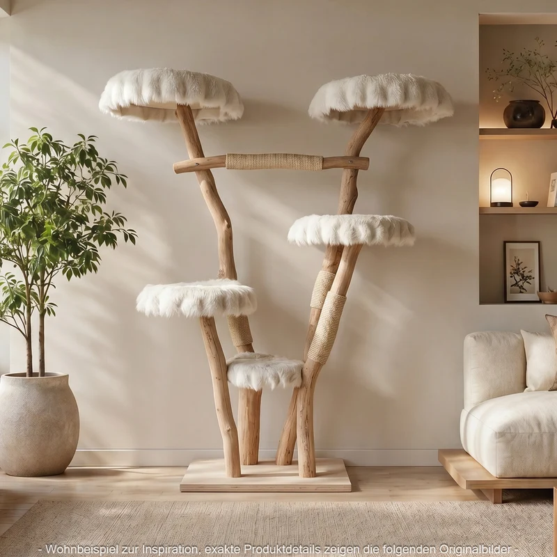 Naturkratzbaum 4639 Kratzbaum Natur Holz Design 185 cm hoch Katzenbaum