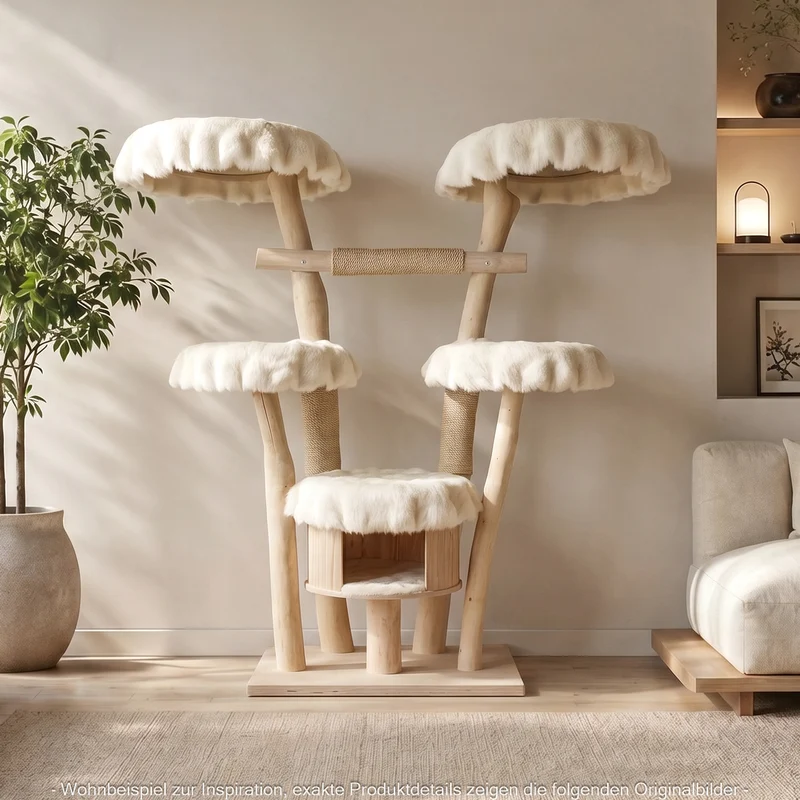 Naturkratzbaum 4636 Kratzbaum Natur Holz Design 155 cm hoch Katzenbaum