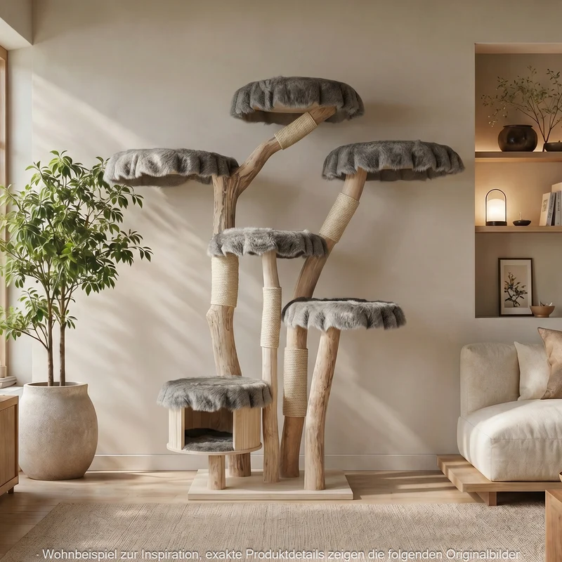 Naturkratzbaum 4628 Kratzbaum Natur Holz Design 195 cm hoch Katzenbaum