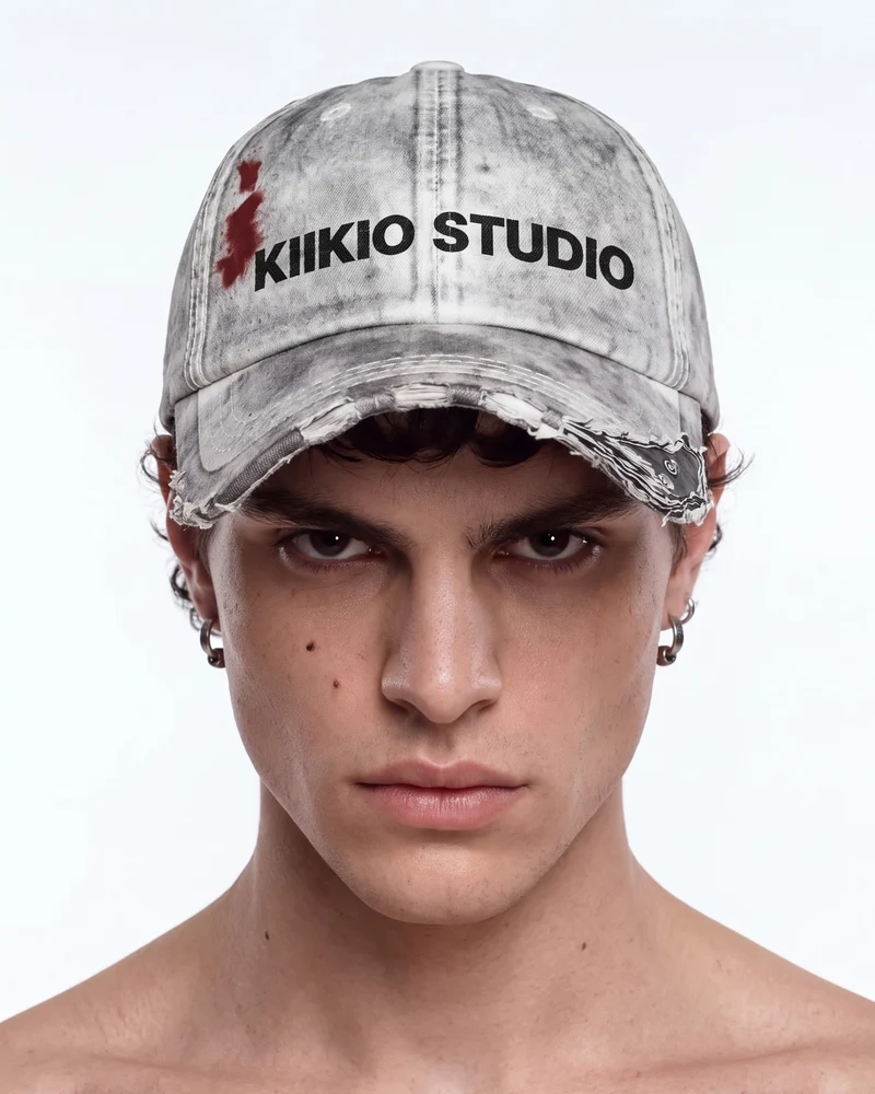 KIIKIO Distressed Washed Denim Baseball Cap