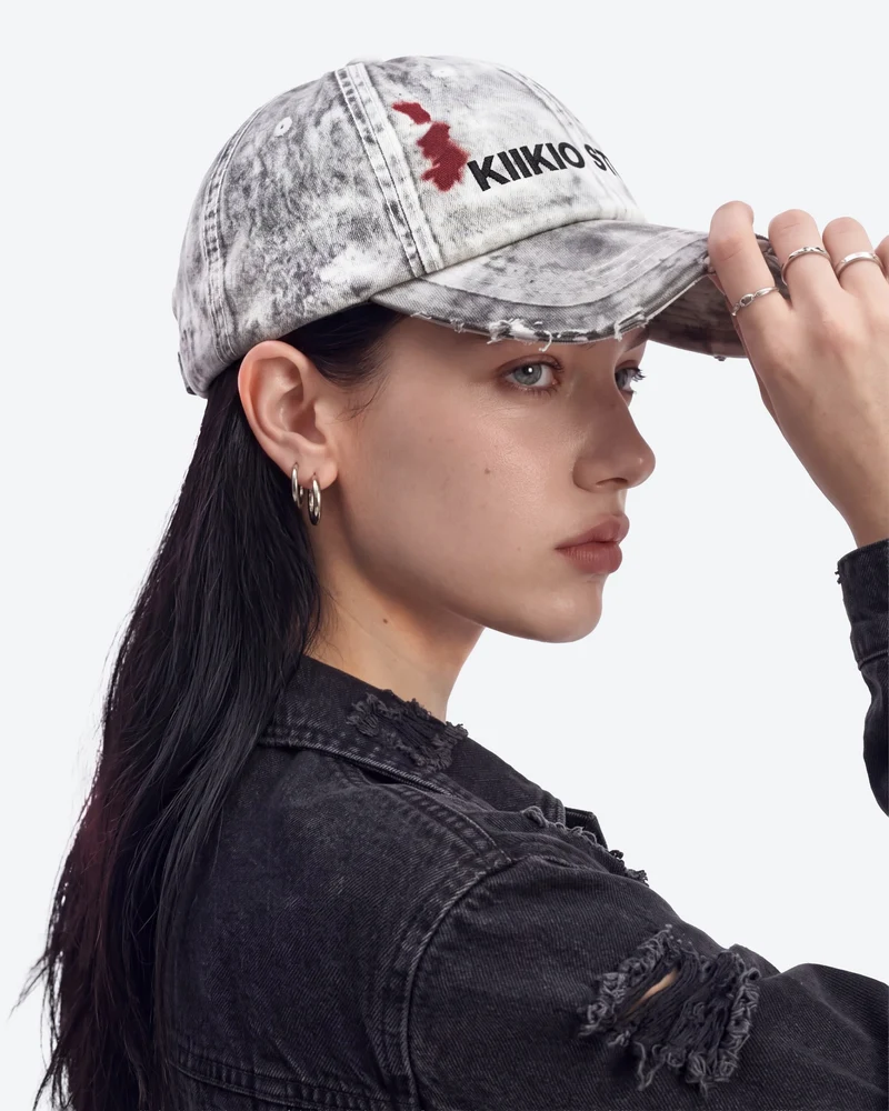 KIIKIO Distressed Washed Denim Baseball Cap