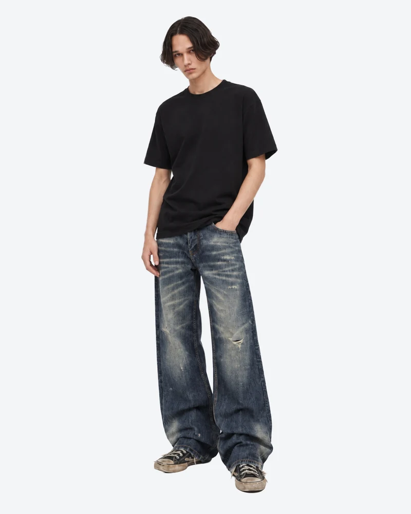 KIIKIO Vintage Washed Wide Leg Denim Jeans