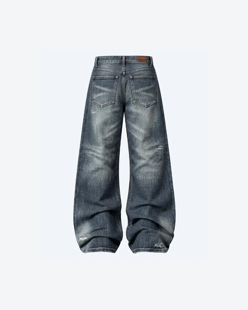 KIIKIO Vintage Washed Wide Leg Denim Jeans