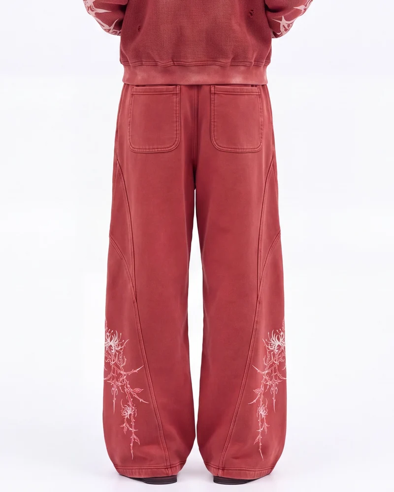 KIIKIO Retro Casual Thorn Graphic Wide Leg Sweatpants