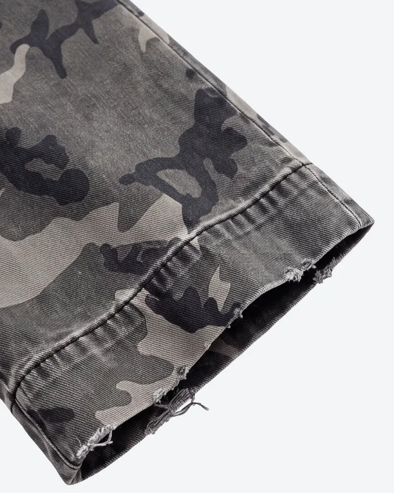 KIIKIO Distressed Camouflage Wide Leg Jeans