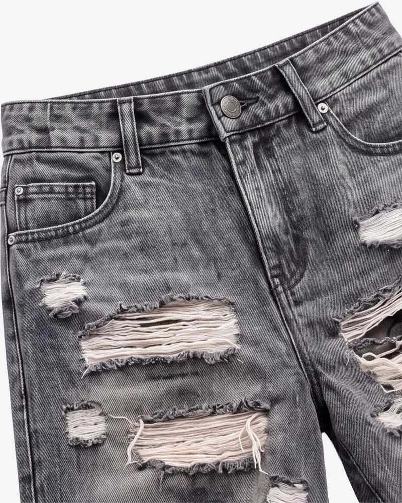 KIIKIO Distressed Camouflage Wide Leg Jeans