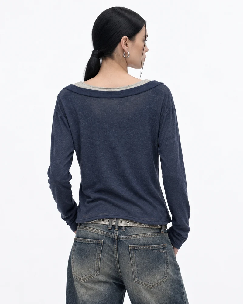 KIIKIO Layered Thorn Graphic Long Sleeve Top