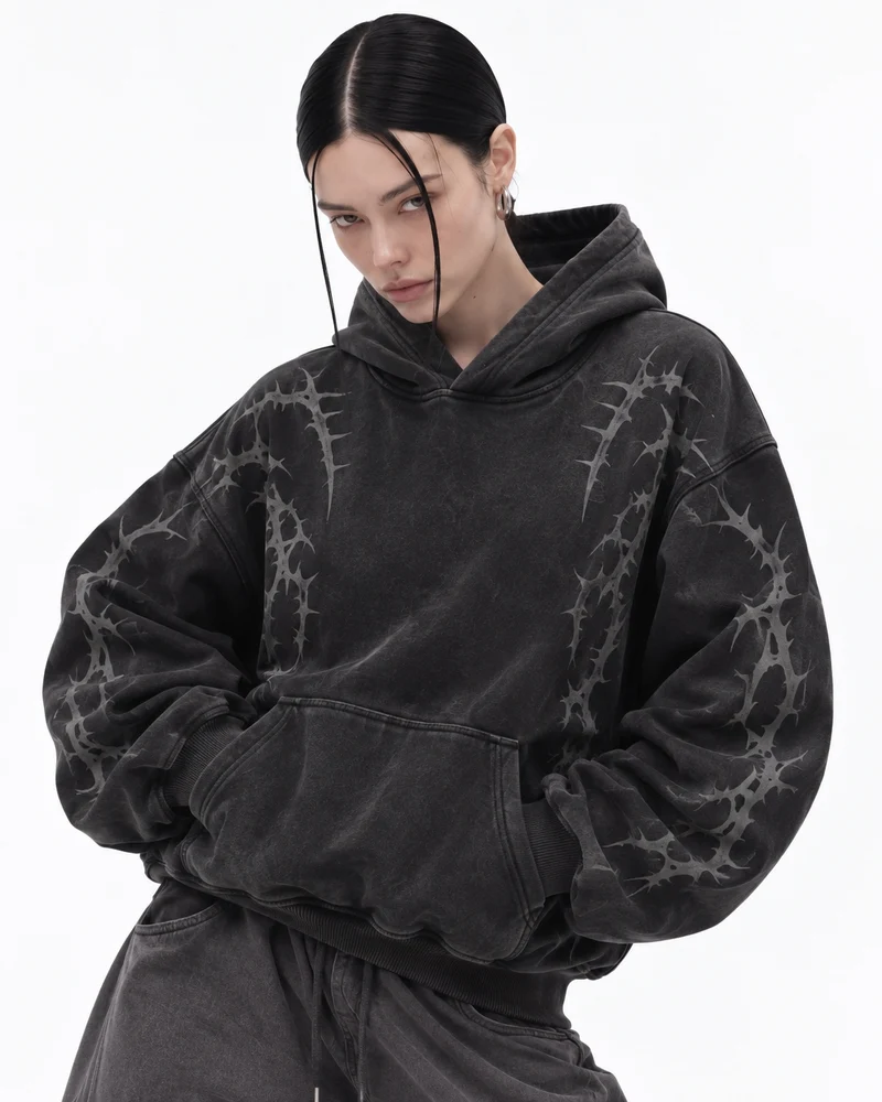 KIIKIO Thorn Graphic Oversized Hoodie