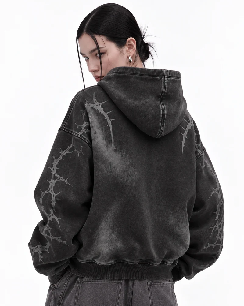KIIKIO Thorn Graphic Oversized Hoodie