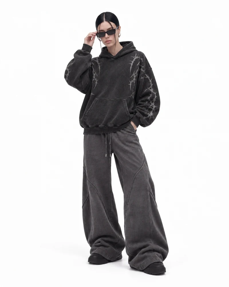 KIIKIO Thorn Graphic Oversized Hoodie