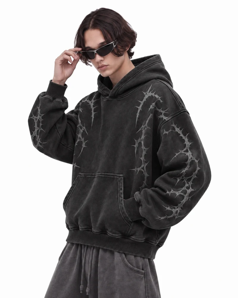 KIIKIO Thorn Graphic Oversized Hoodie