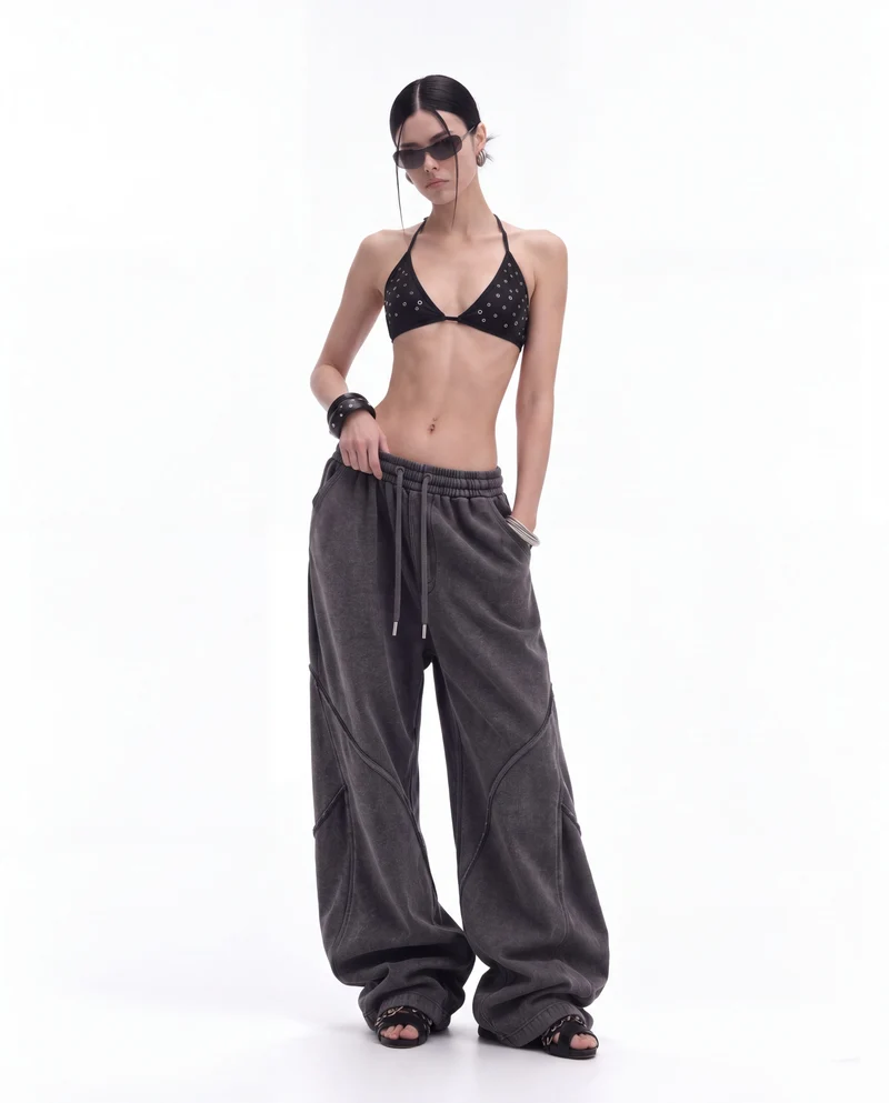 KIIKIO Wide Leg Washed Vintage Sweatpants