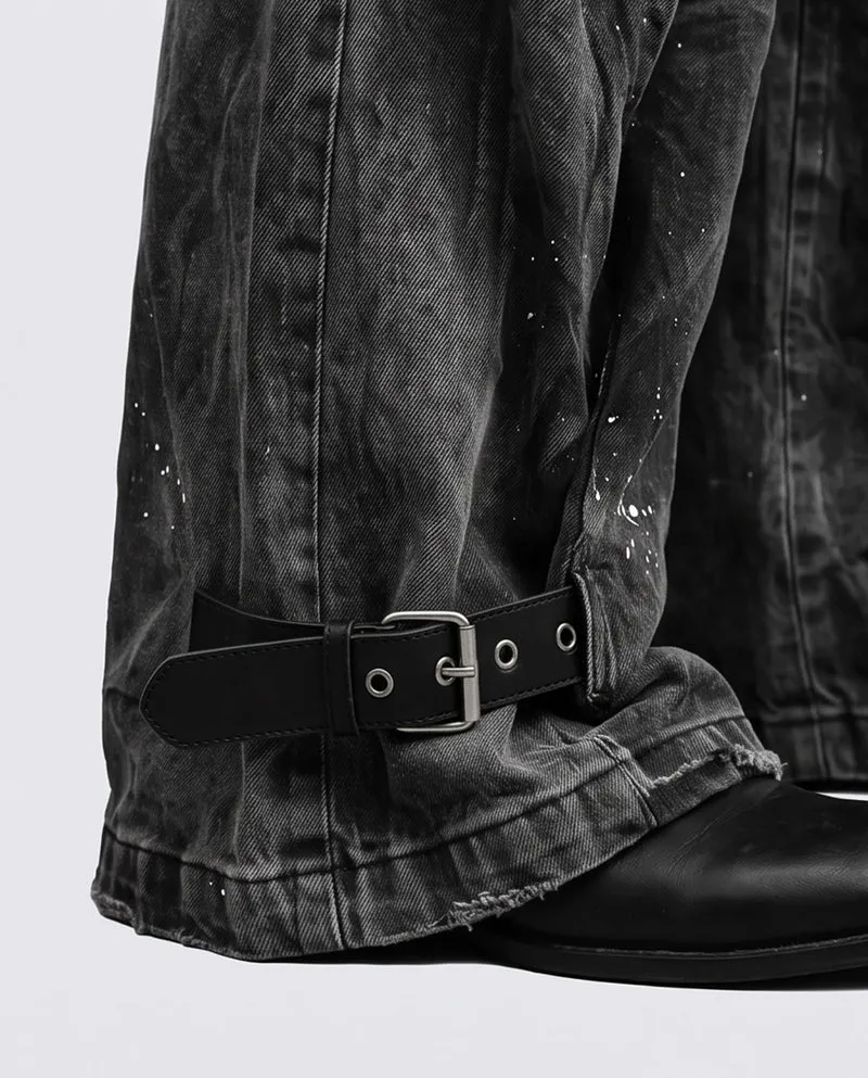 KIIKIO Vintage Retro Gothic Wide-Leg Cargo Pants（Includes Waist Chain）