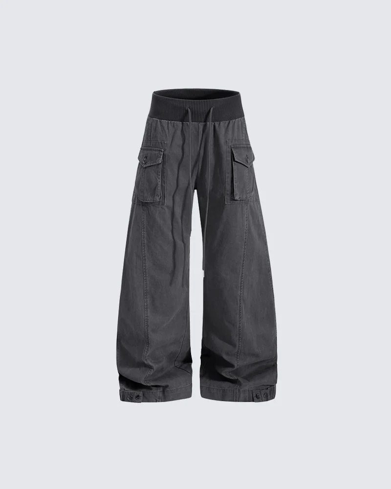 KIIKIO Retro Casual Multi-Pocket Wide Leg Cargo Pants