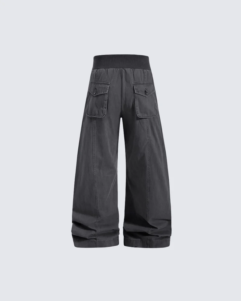 KIIKIO Retro Casual Multi-Pocket Wide Leg Cargo Pants