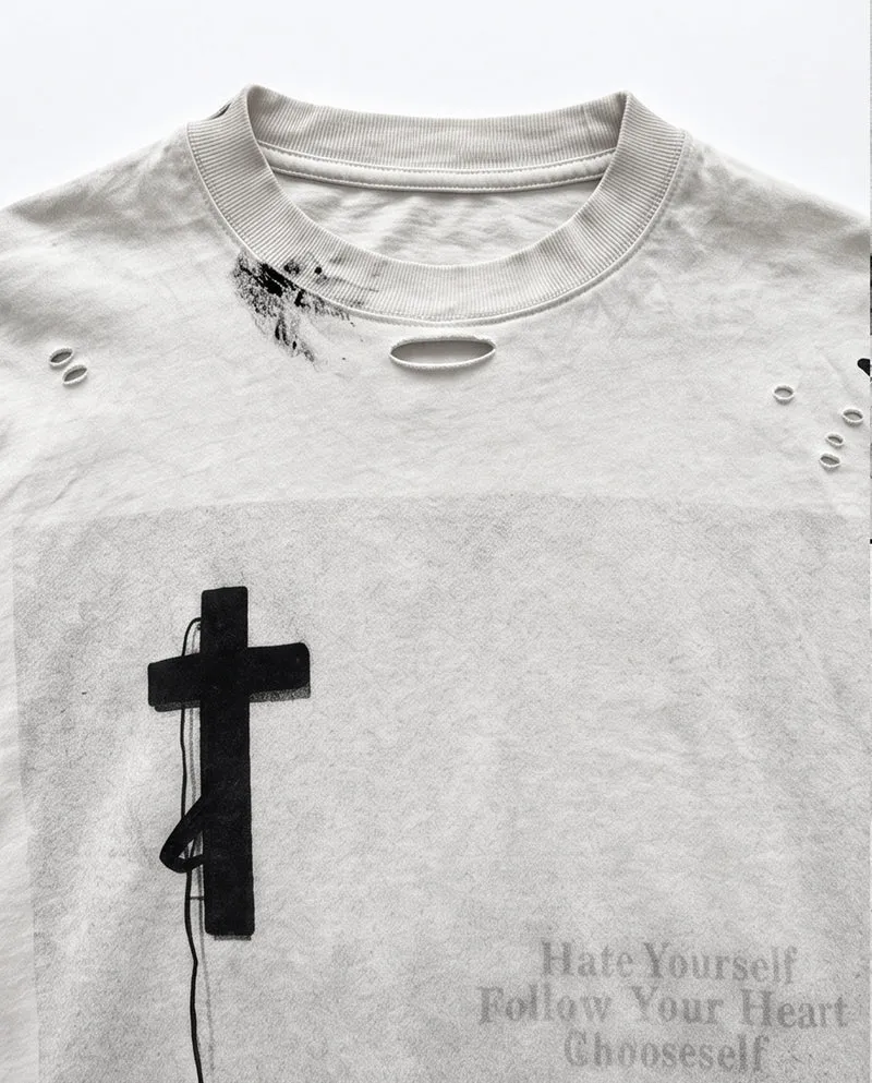 KIIKIO American Vintage Distressed Graphic Long Sleeve T-Shirt