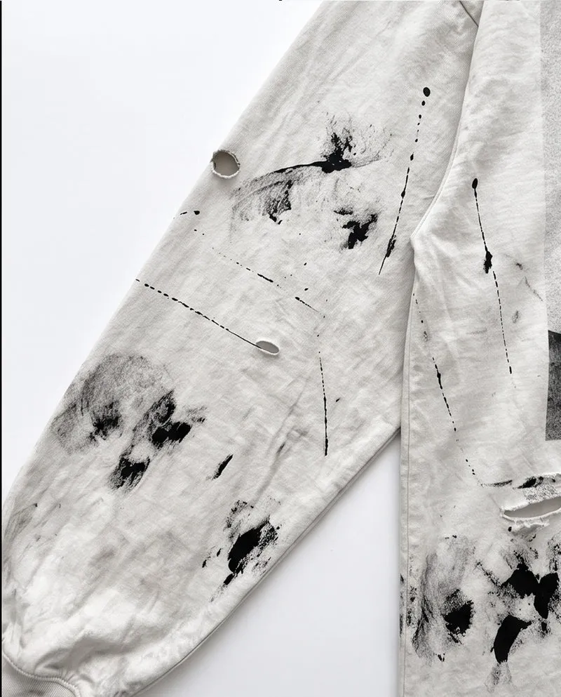 KIIKIO American Vintage Distressed Graphic Long Sleeve T-Shirt