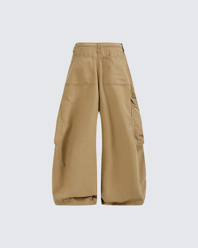 KIIKIO Vintage Washed Heart Panel Multi Pocket Cargo Pants