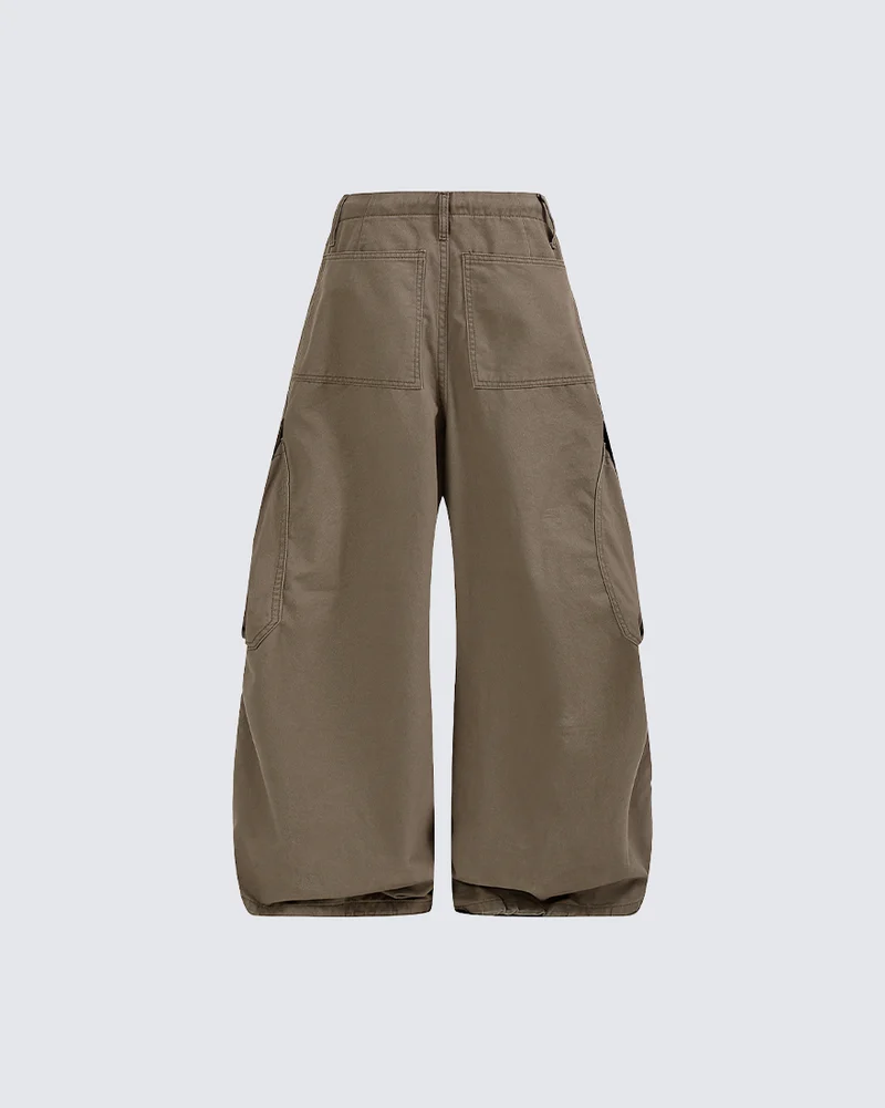 KIIKIO Vintage Washed Heart Panel Multi Pocket Cargo Pants