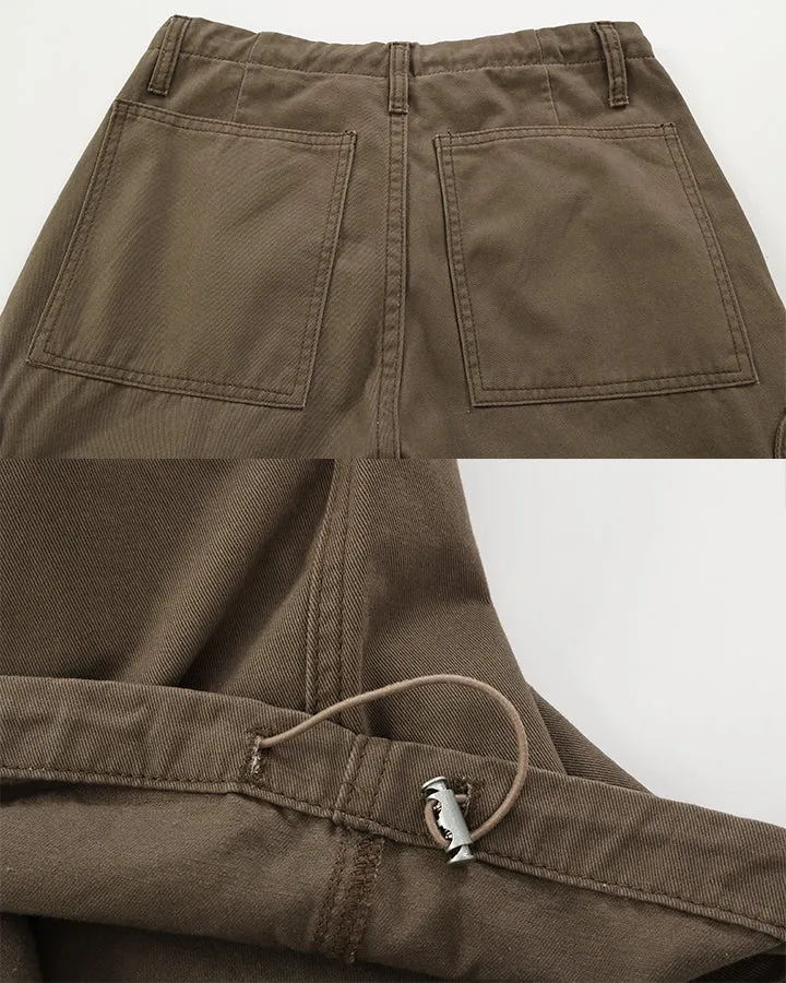 KIIKIO Vintage Washed Heart Panel Multi Pocket Cargo Pants