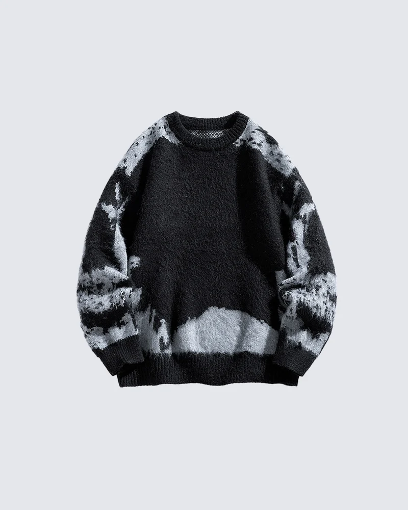 KIIKIO Vintage Contrast Pattern Knit Sweater