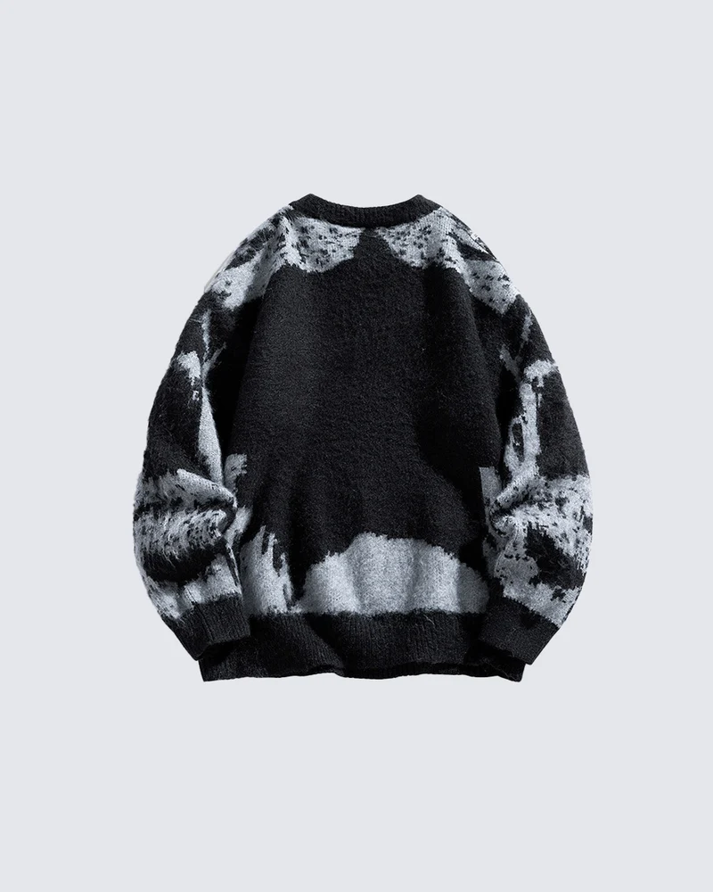 KIIKIO Vintage Contrast Pattern Knit Sweater