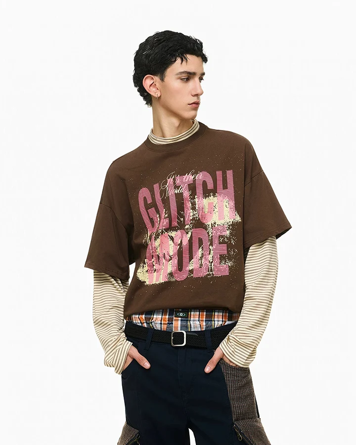 KIIKIO Layered Graphic Striped Long Sleeve Tee