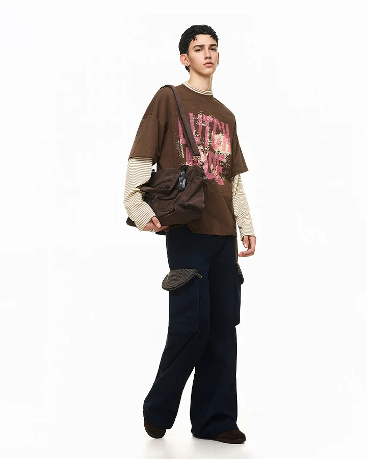 KIIKIO Layered Graphic Striped Long Sleeve Tee