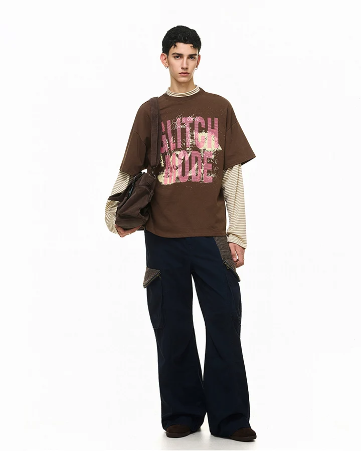 KIIKIO Layered Graphic Striped Long Sleeve Tee