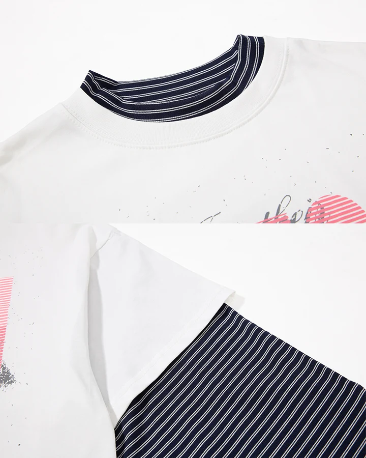 KIIKIO Layered Graphic Striped Long Sleeve Tee