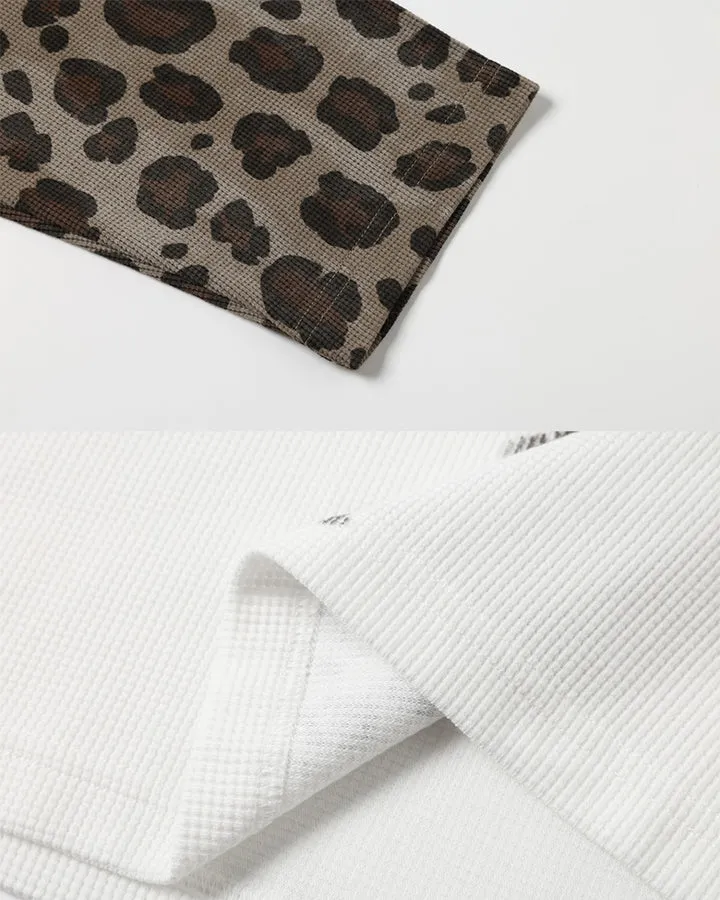 KIIKIO Leopard Sleeve Graphic Raglan Long Sleeve Tee