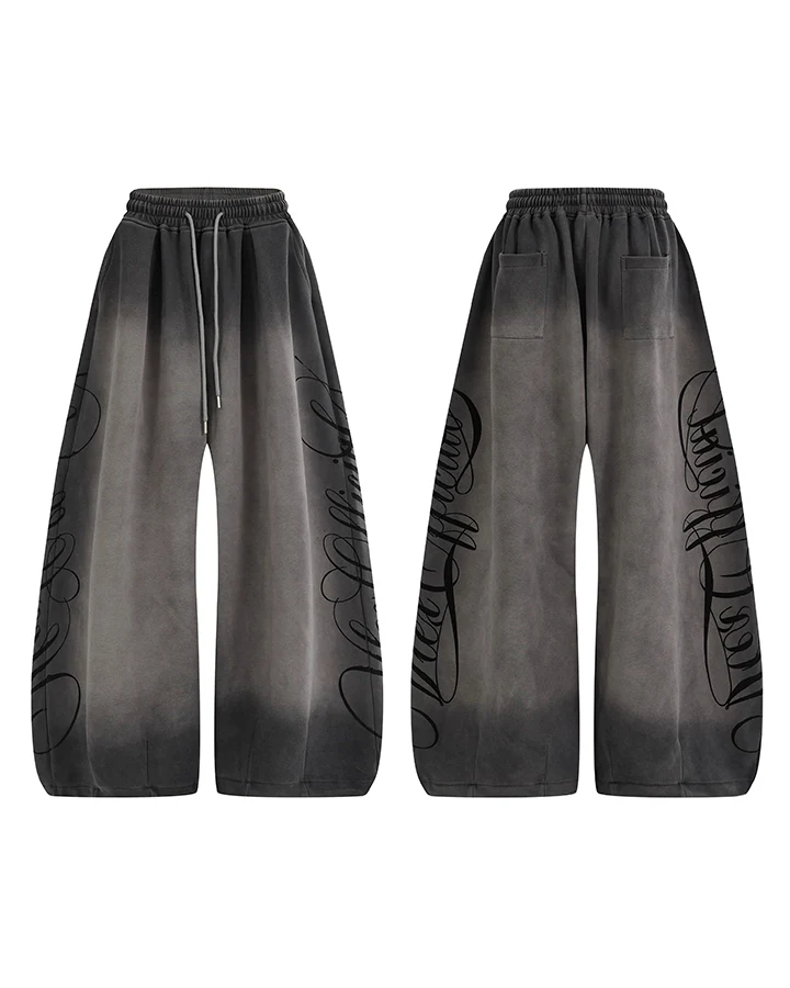 KIIKIO Script Graphic Wide Leg Sweatpants