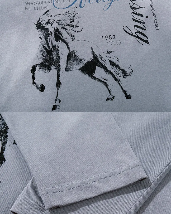 KIIKIO Gothic Horse Graphic Long Sleeve Tee