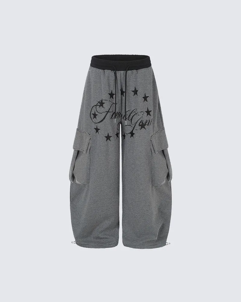 KIIKIO Vintage Striped Casual Wide-Leg Sweatpants
