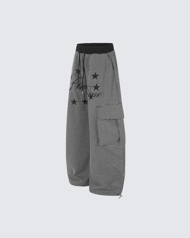 KIIKIO Vintage Striped Casual Wide-Leg Sweatpants