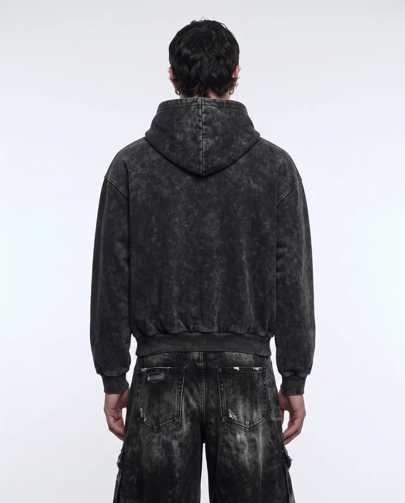 KIIKIO Retro Dark-Style Cross-Print Hoodie