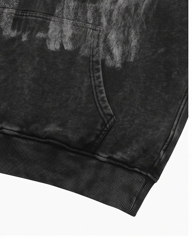 KIIKIO Retro Dark-Style Cross-Print Hoodie
