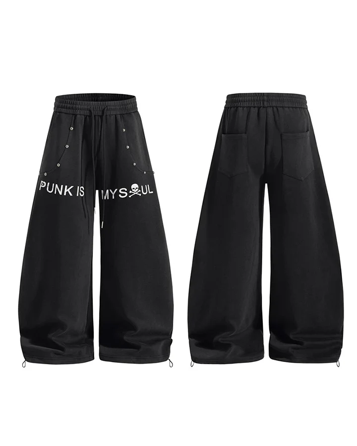 KIIKIO Punk Letter Graphic Wide Leg Sweatpants
