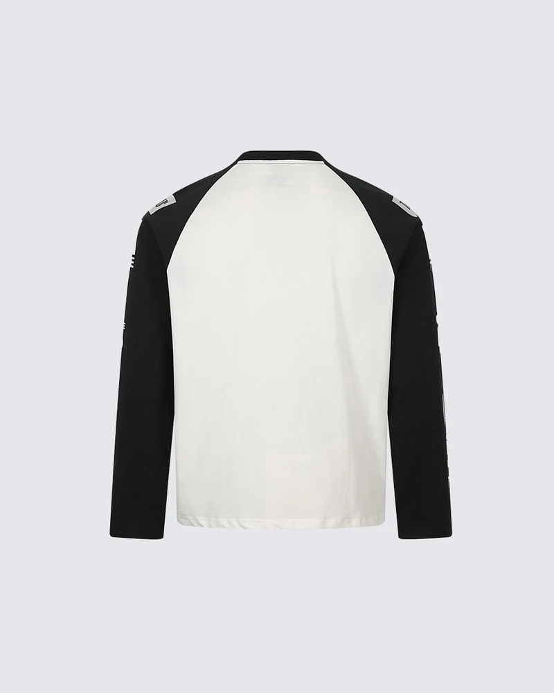 KIIKIO Retro Graphic Raglan Long Sleeve T-Shirt