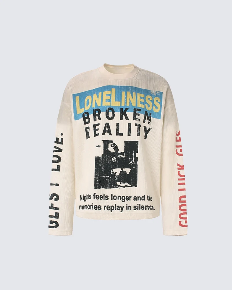 KIIKIO Vintage Graphic Print Long Sleeve T-Shirt