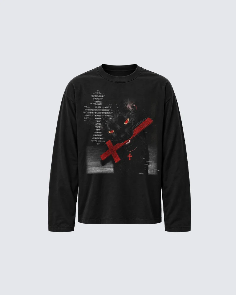 KIIKIO Dark Gothic Graphic Long Sleeve T-Shirt