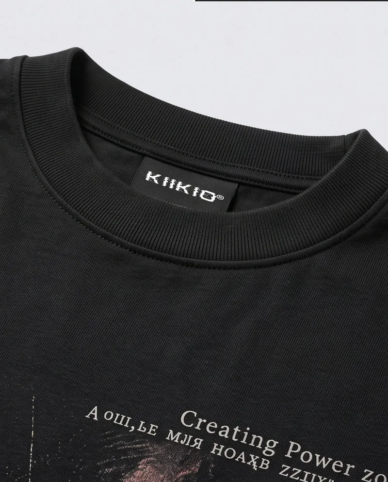 KIIKIO Dark Gothic Graphic Long Sleeve T-Shirt