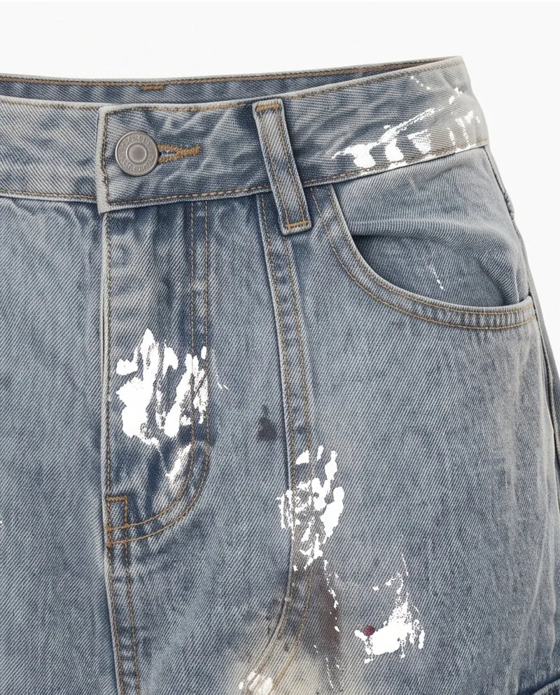 KIIKIO American Vintage Graffiti Multi-Pocket Wide-Leg Jeans