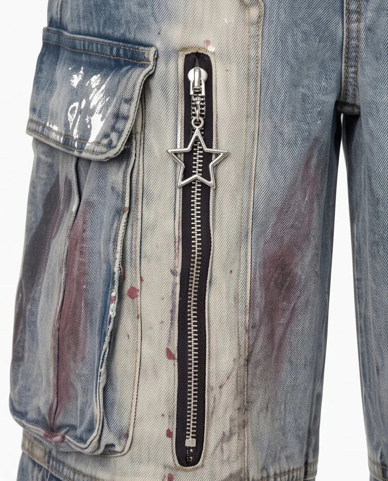 KIIKIO American Vintage Graffiti Multi-Pocket Wide-Leg Jeans