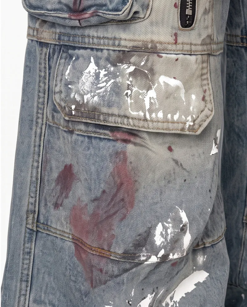 KIIKIO American Vintage Graffiti Multi-Pocket Wide-Leg Jeans