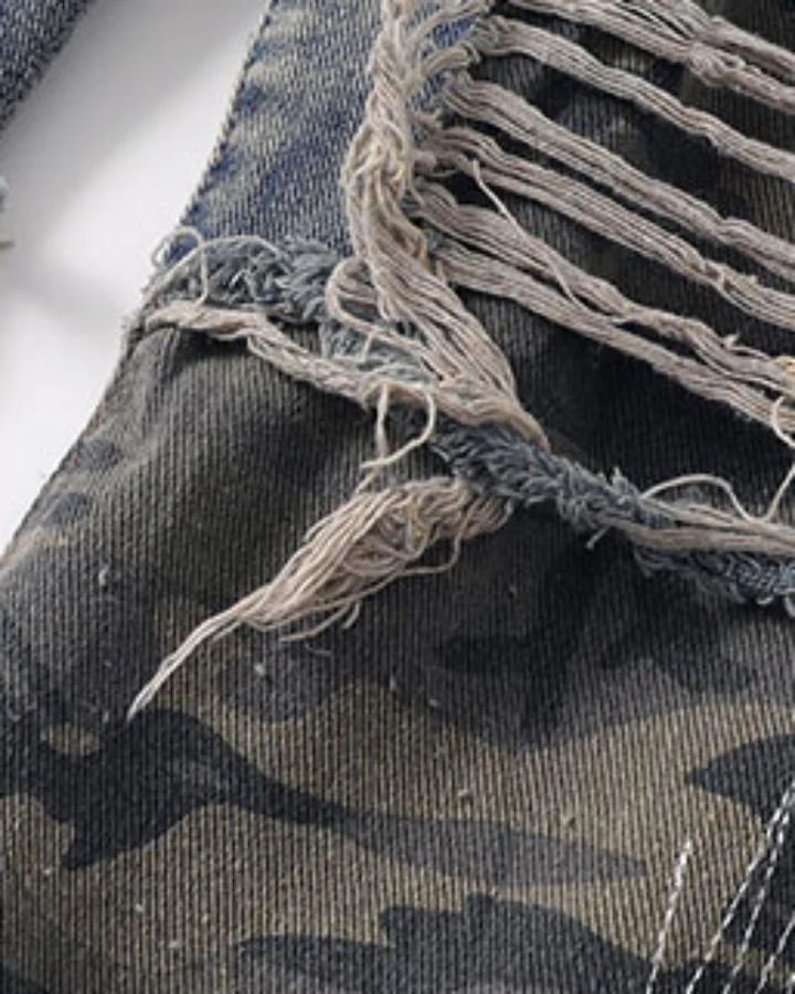 KIIKIO American-Style Vintage Distressed Patchwork Jeans