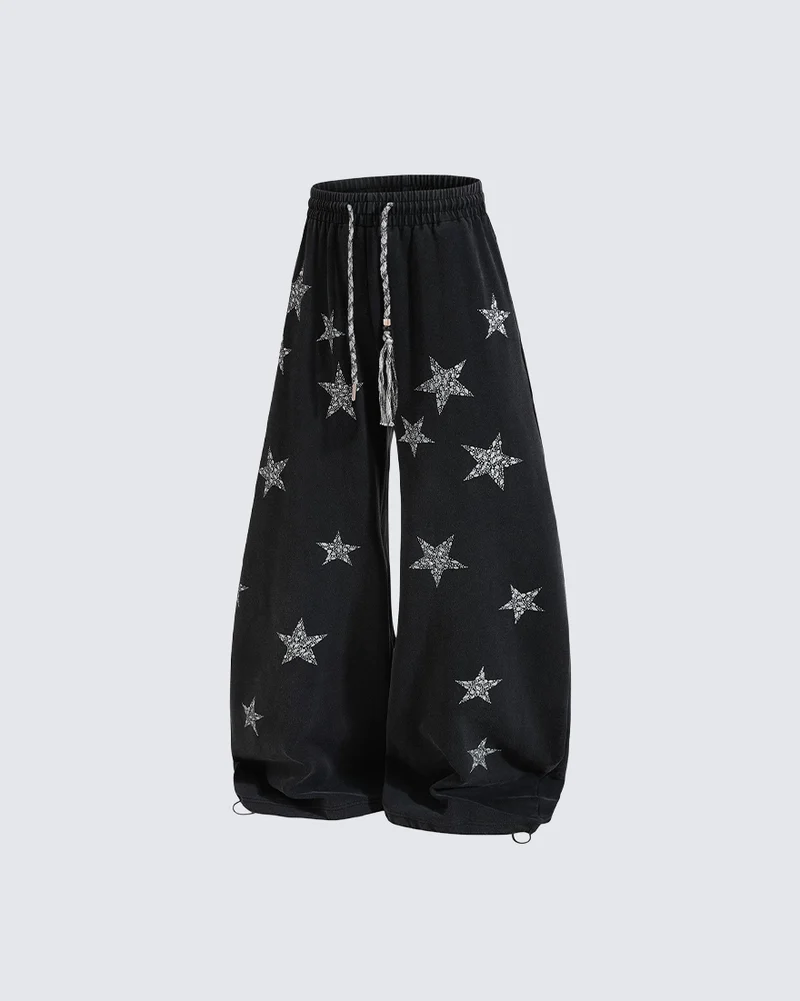 KIIKIO Star Graphic Oversized Wide Leg Sweatpants