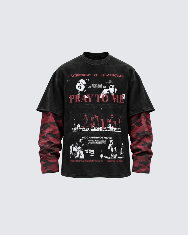 KIIKIO Dark Camo Layered Graphic Long Sleeve Tee